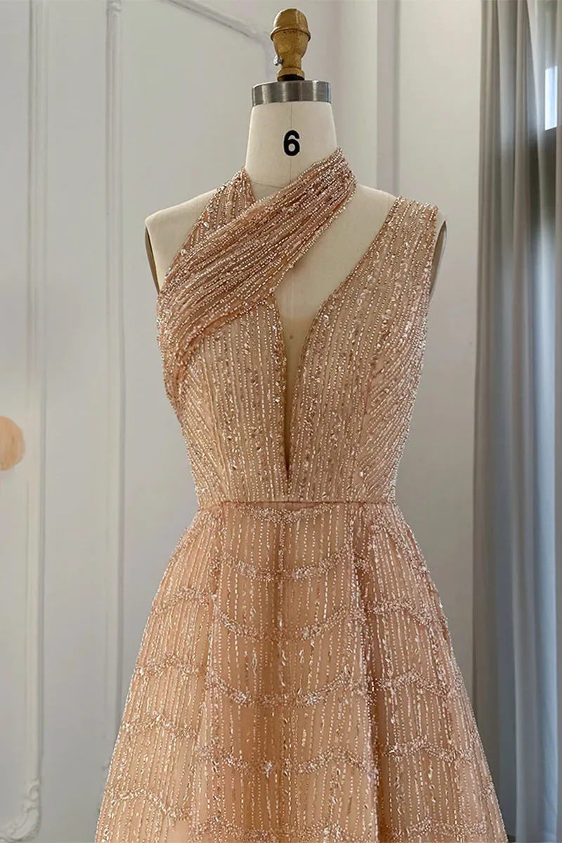 Lifelong Romance Beaded Trendy Sequin Halter Maxi Dress