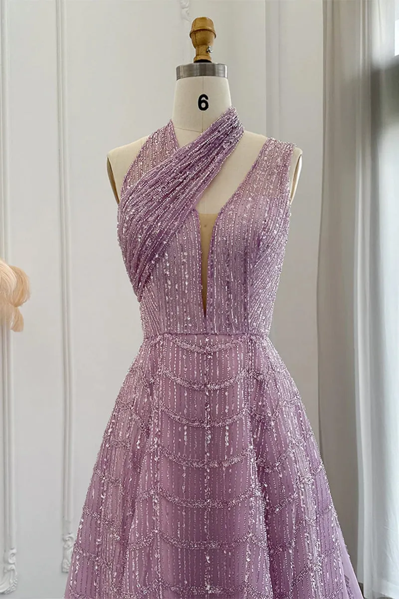 Lifelong Romance Beaded Trendy Sequin Halter Maxi Dress