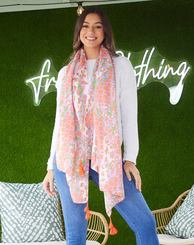 Lilac Coral Tassel Scarf