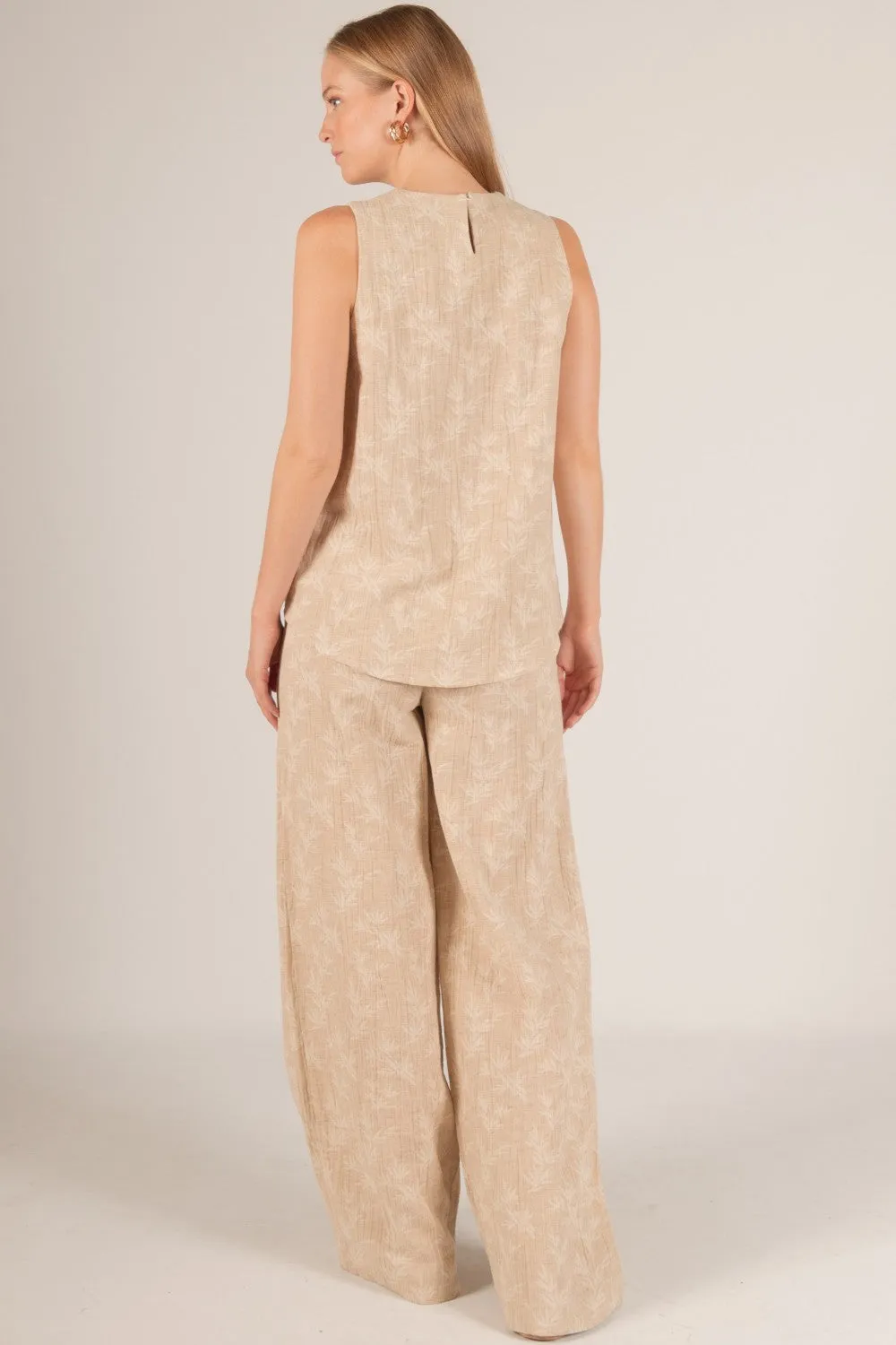 Linen Cotton Leaf Print Top