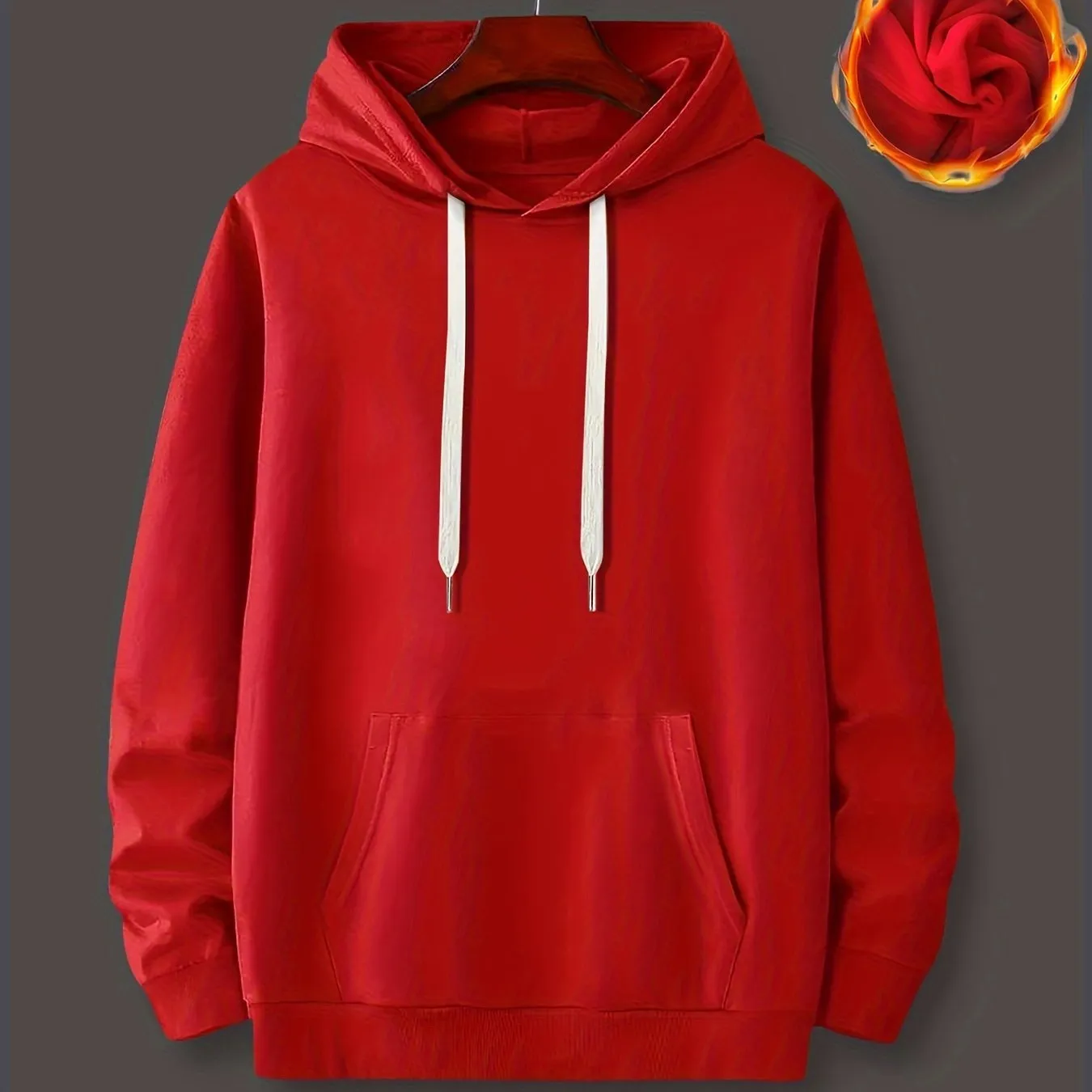 [Long Sleeve Warm Hoodie] Men's Fashion Hoodie with Kangaroo Pocket - Casual Drawstring Pullover, Long Sleeve, Warm