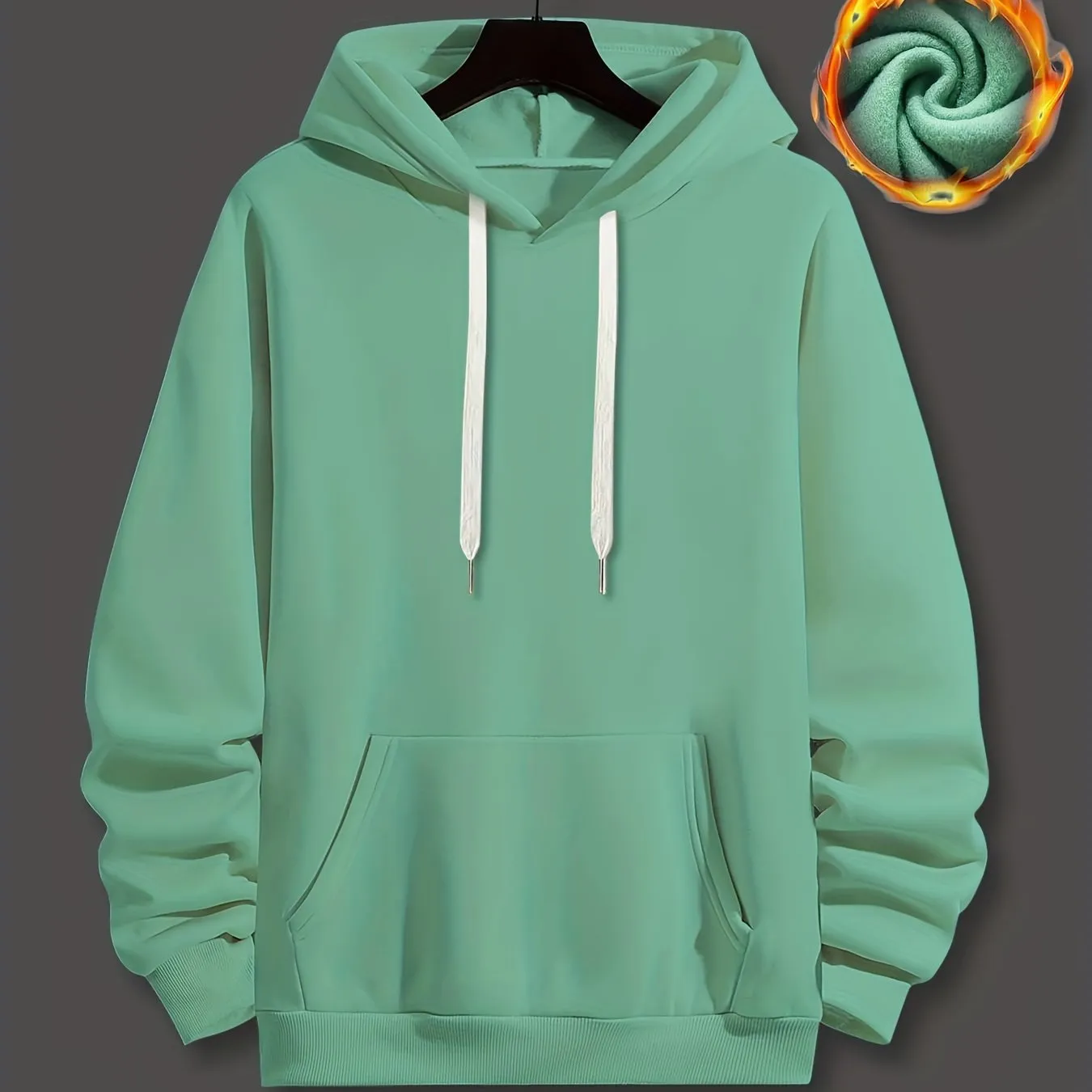 [Long Sleeve Warm Hoodie] Men's Fashion Hoodie with Kangaroo Pocket - Casual Drawstring Pullover, Long Sleeve, Warm