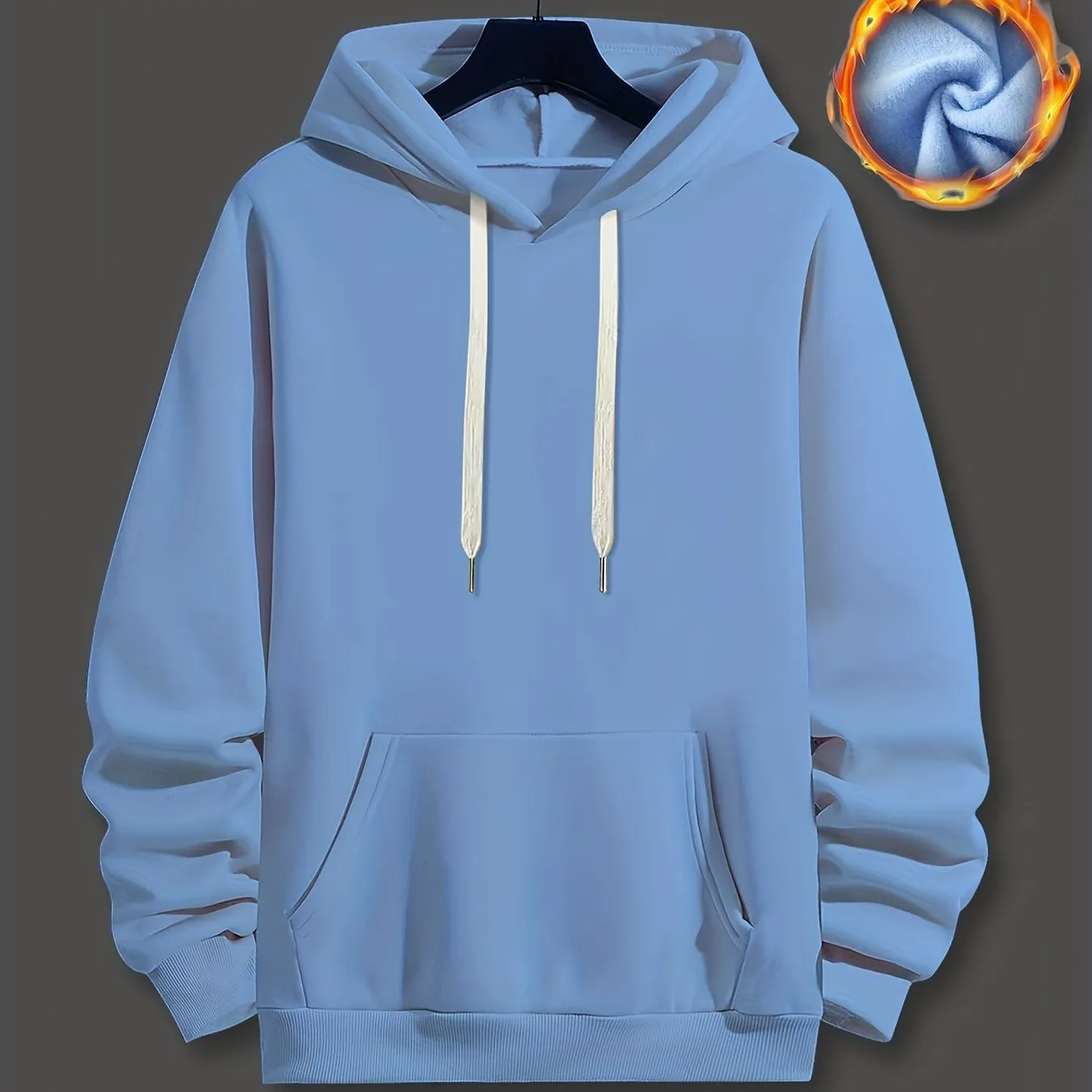 [Long Sleeve Warm Hoodie] Men's Fashion Hoodie with Kangaroo Pocket - Casual Drawstring Pullover, Long Sleeve, Warm