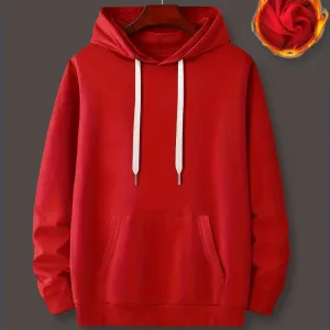 [Long Sleeve Warm Hoodie] Men's Fashion Hoodie with Kangaroo Pocket - Casual Drawstring Pullover, Long Sleeve, Warm