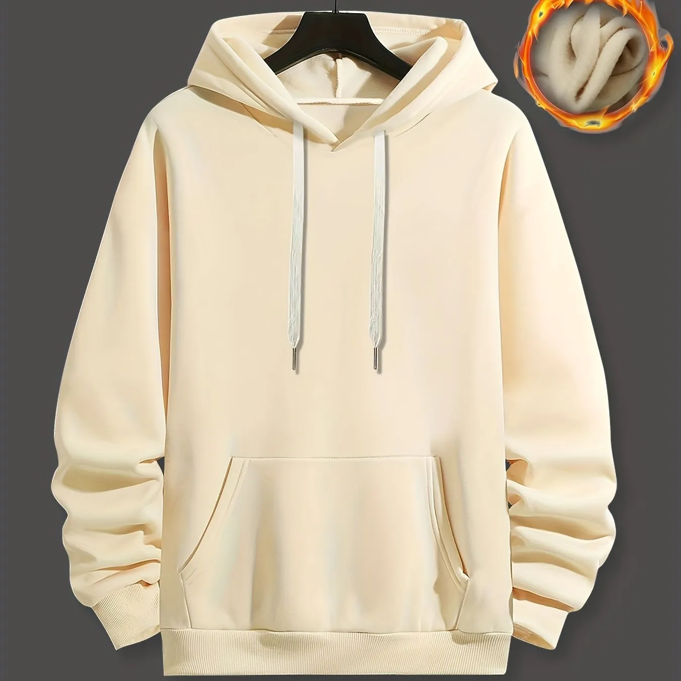 [Long Sleeve Warm Hoodie] Men's Fashion Hoodie with Kangaroo Pocket - Casual Drawstring Pullover, Long Sleeve, Warm
