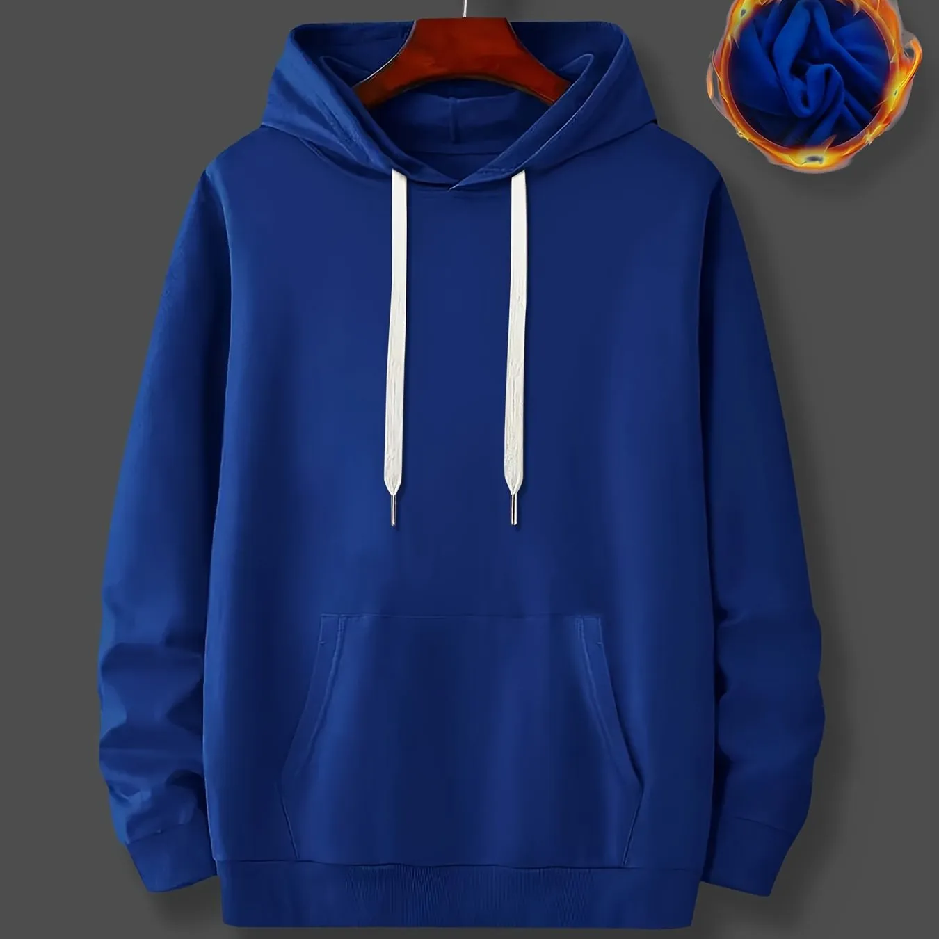 [Long Sleeve Warm Hoodie] Men's Fashion Hoodie with Kangaroo Pocket - Casual Drawstring Pullover, Long Sleeve, Warm