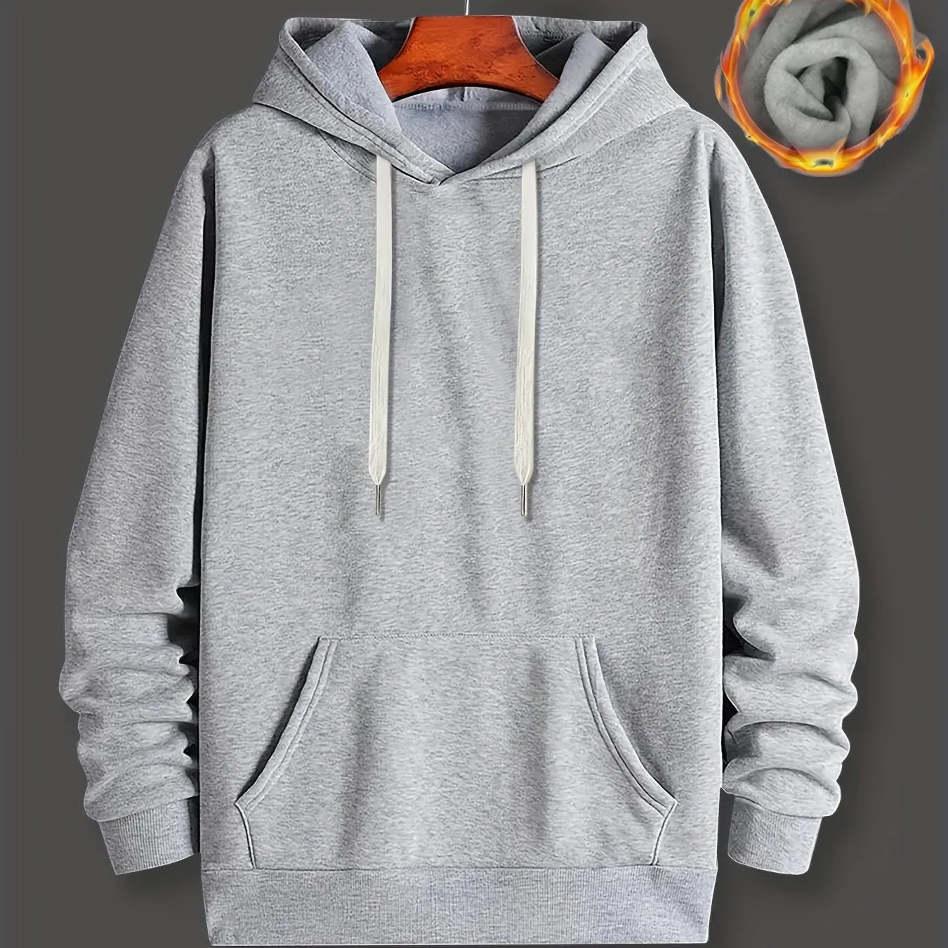 [Long Sleeve Warm Hoodie] Men's Fashion Hoodie with Kangaroo Pocket - Casual Drawstring Pullover, Long Sleeve, Warm