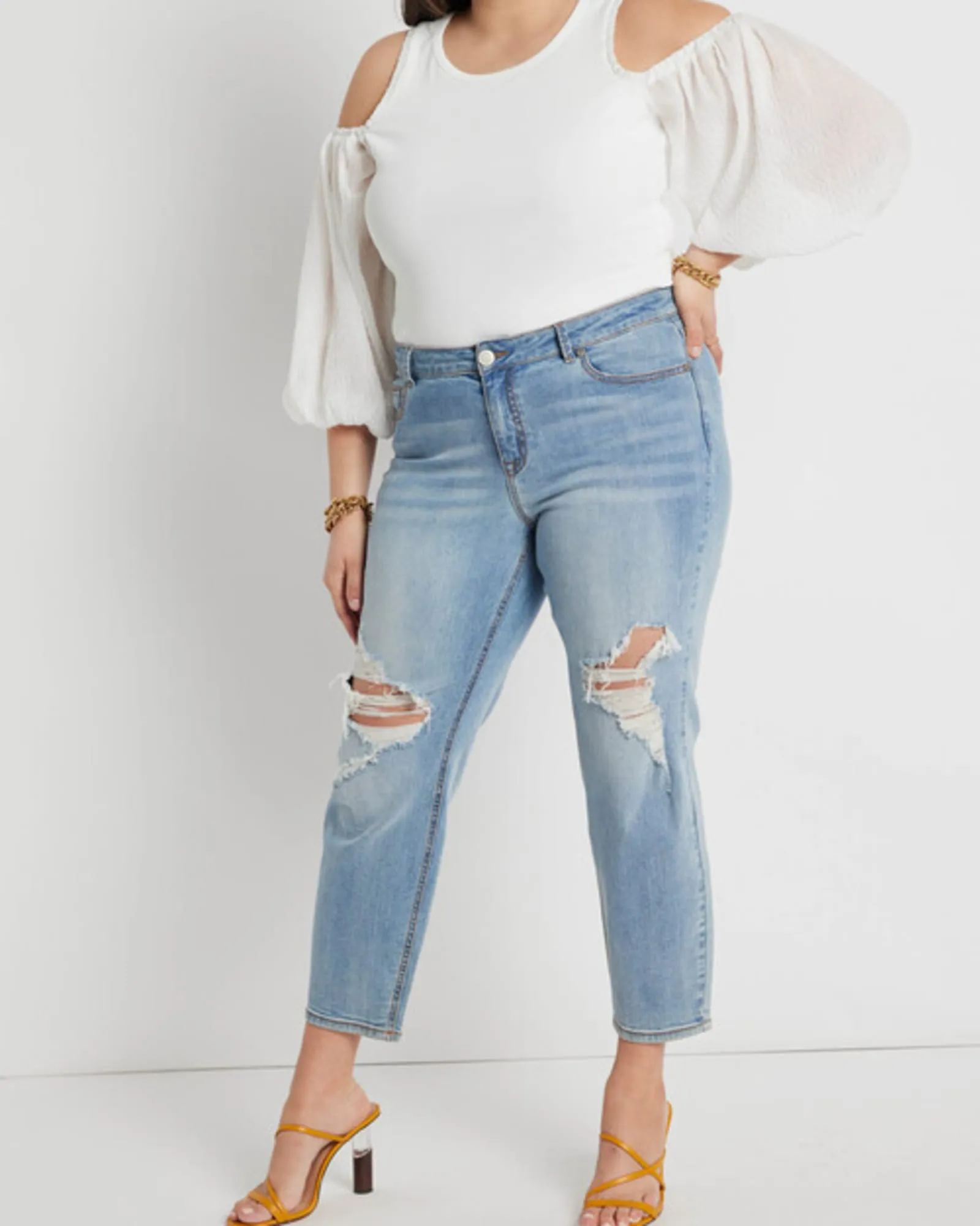 Madison Cold Shoulder Top | Soft White
