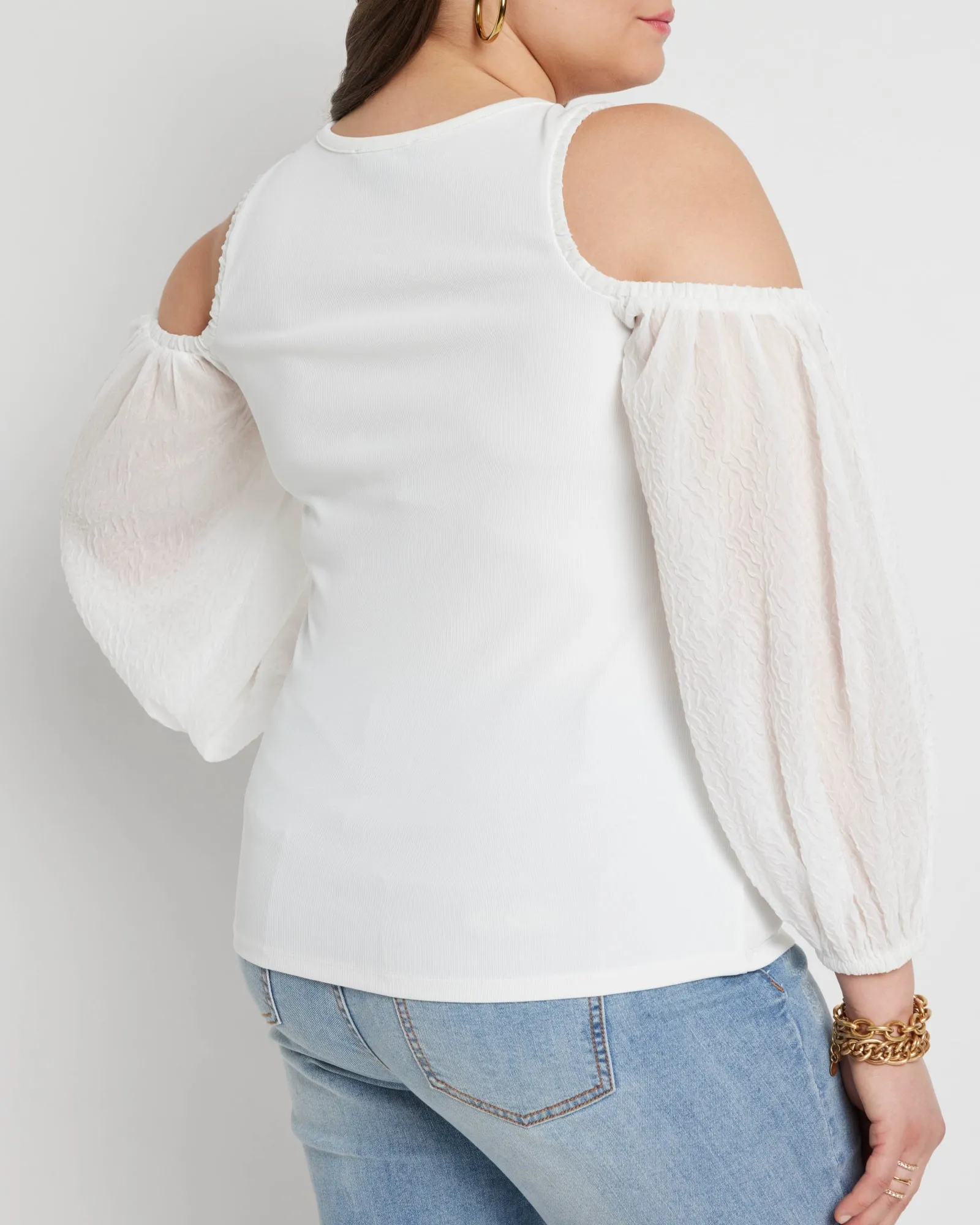 Madison Cold Shoulder Top | Soft White