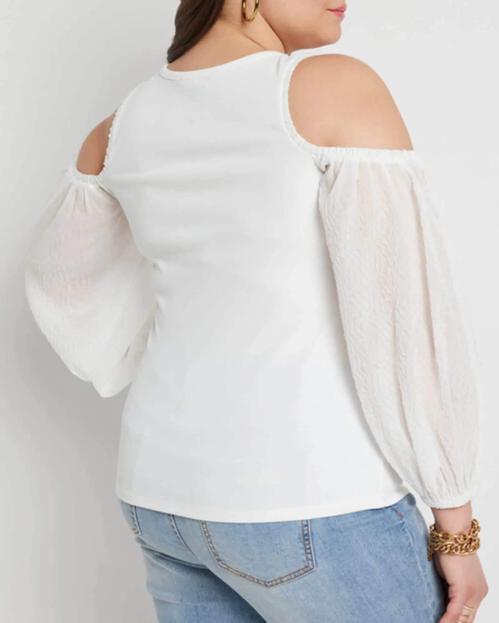 Madison Cold Shoulder Top | Soft White