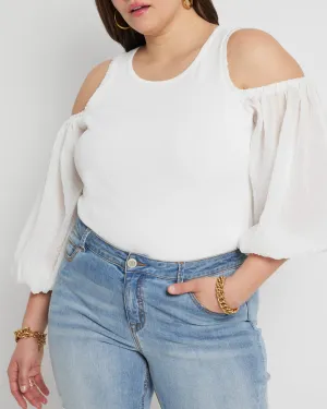 Madison Cold Shoulder Top | Soft White