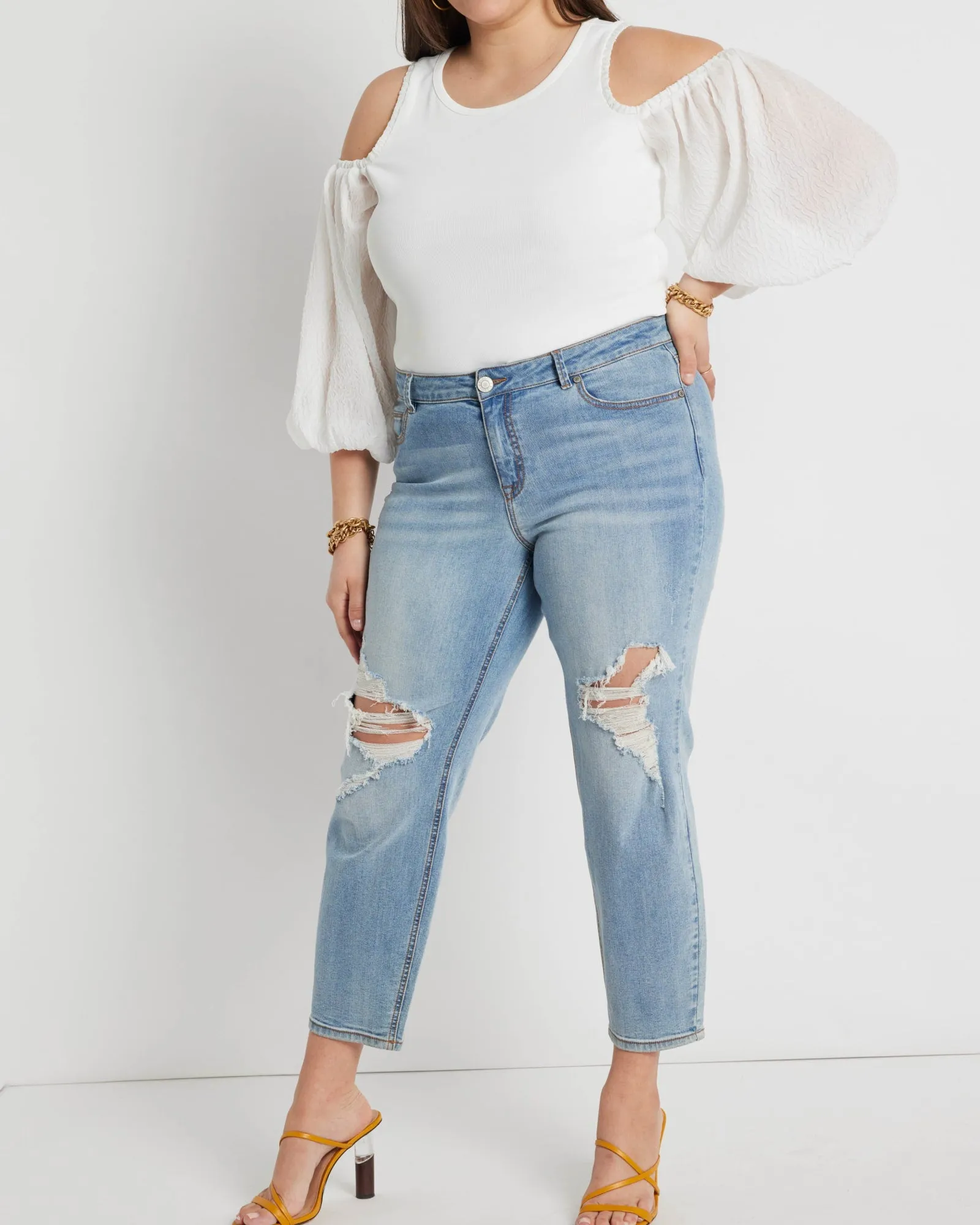 Madison Cold Shoulder Top | Soft White