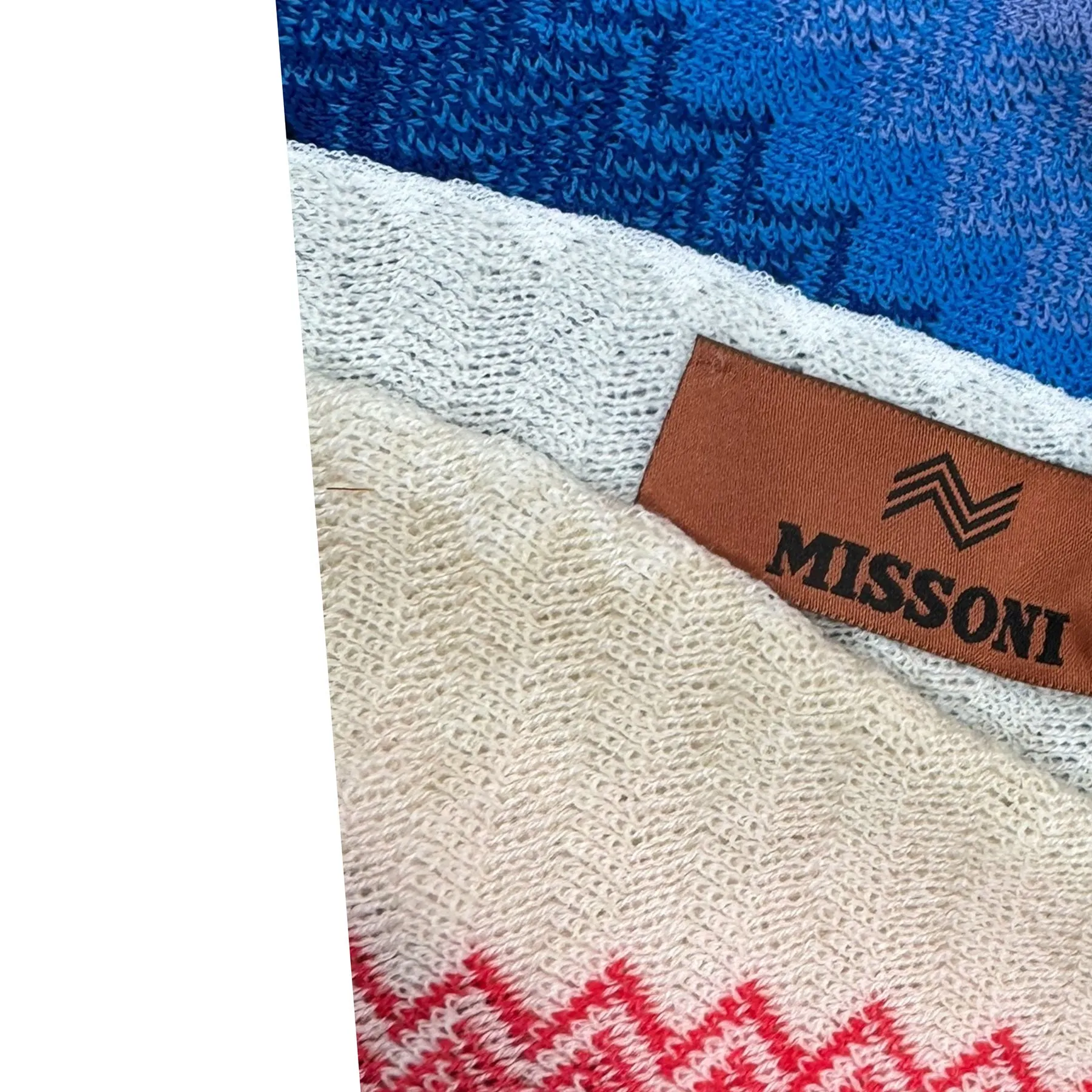 Missoni Scarf Blue Pink White Design - Women Wool Shawl