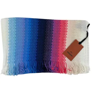 Missoni Scarf Blue Pink White Design - Women Wool Shawl