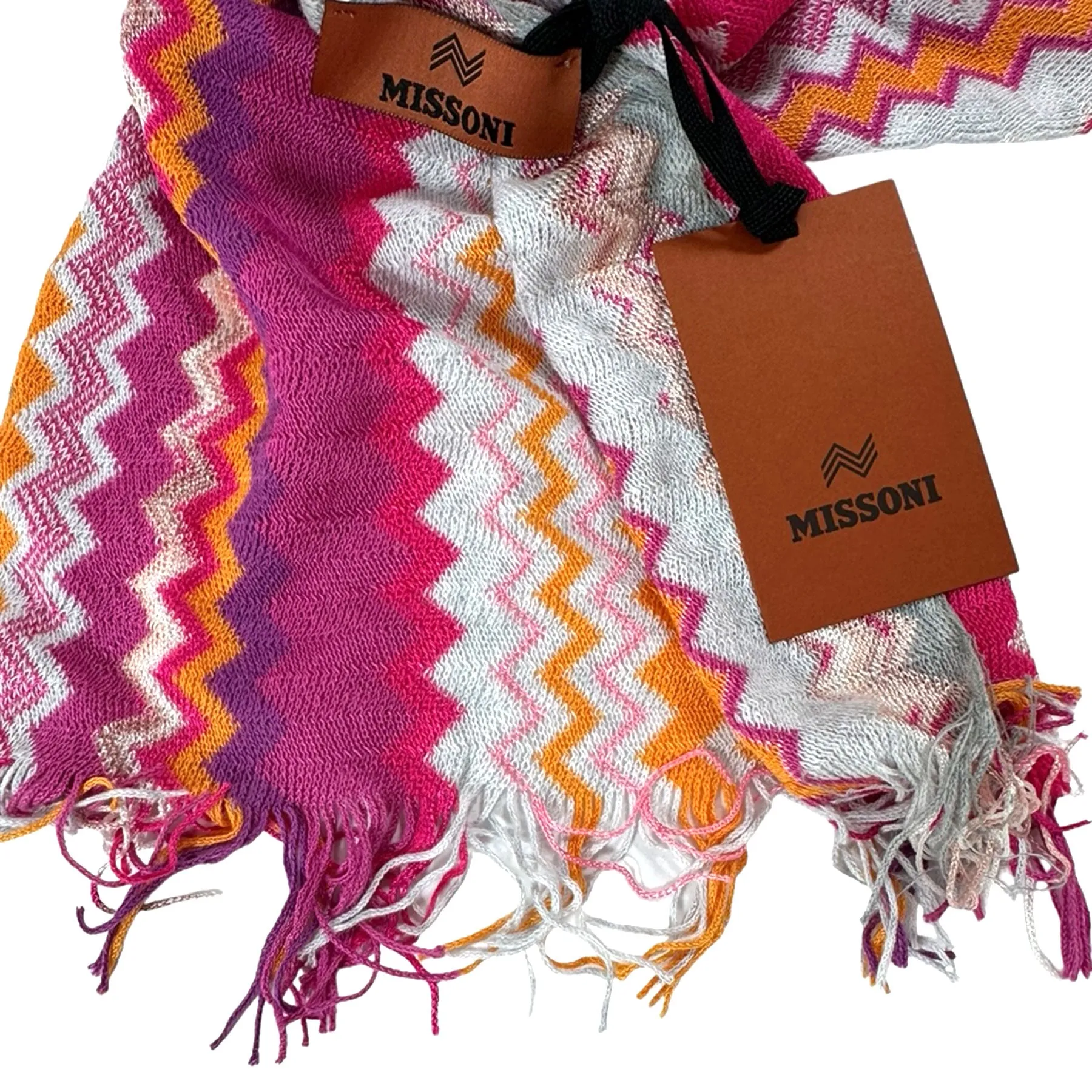 Missoni Scarf Purple Pink Orange Chevron Design - Long Designer Shawl SALE