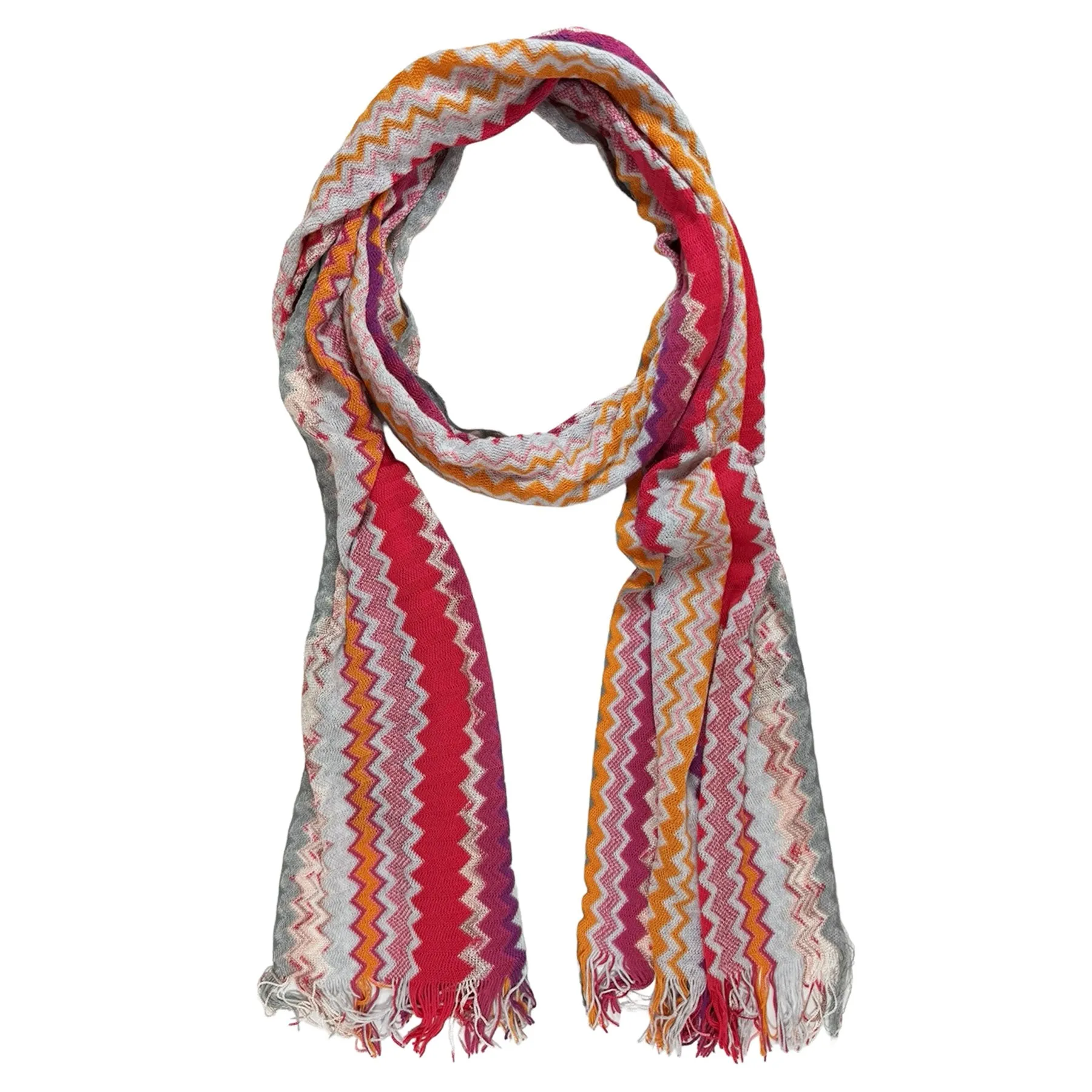 Missoni Scarf Purple Pink Orange Chevron Design - Long Designer Shawl SALE