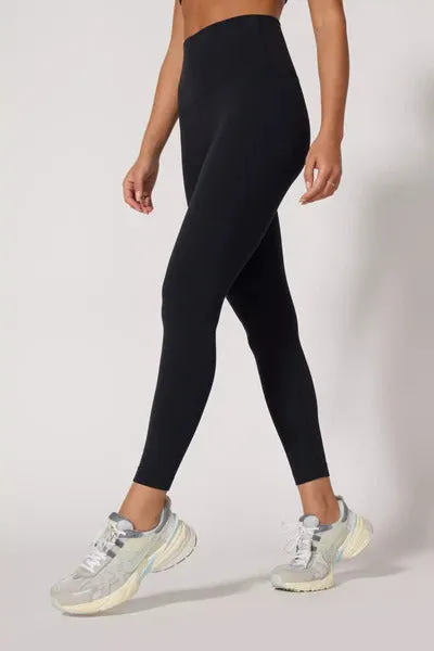 MPG Women's High-Waisted Ribbed Basic Legging 26" - Black