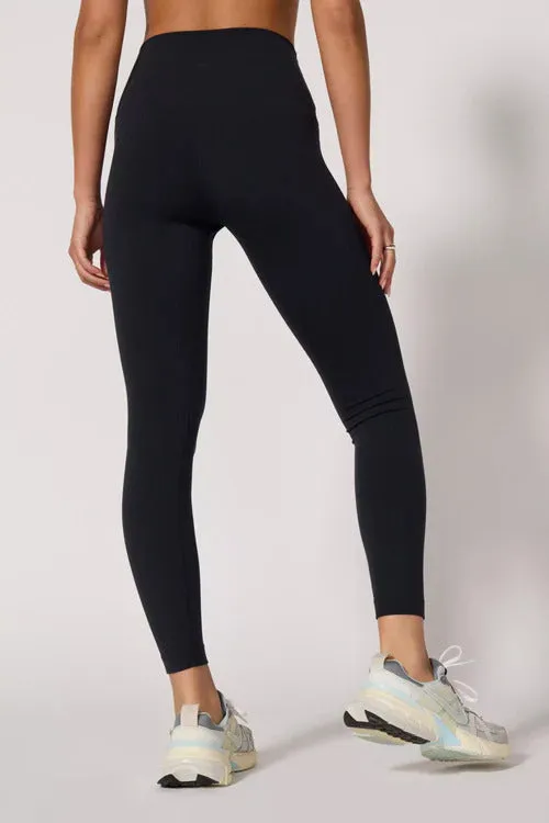 MPG Women's High-Waisted Ribbed Basic Legging 26" - Black