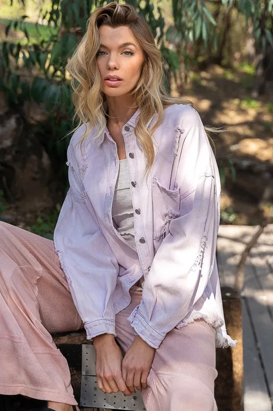(Multiple Colors) Been There Done That POL Fringe Distressed Oversized Jacket