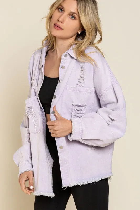 (Multiple Colors) Been There Done That POL Fringe Distressed Oversized Jacket
