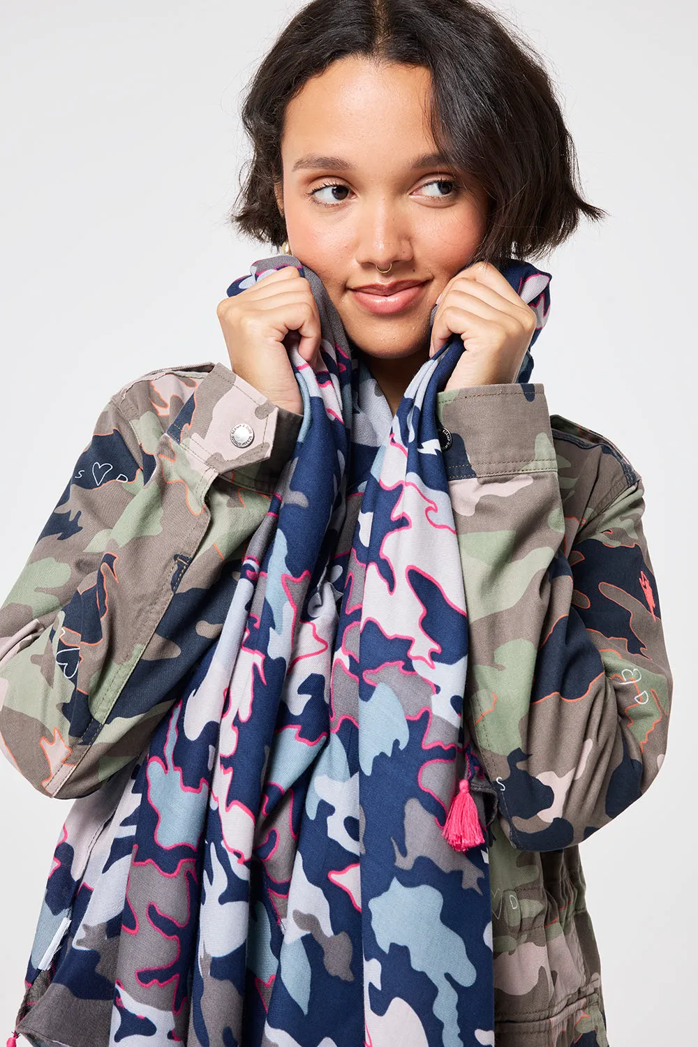 Navy with Pink Camo Charity Super Scarf