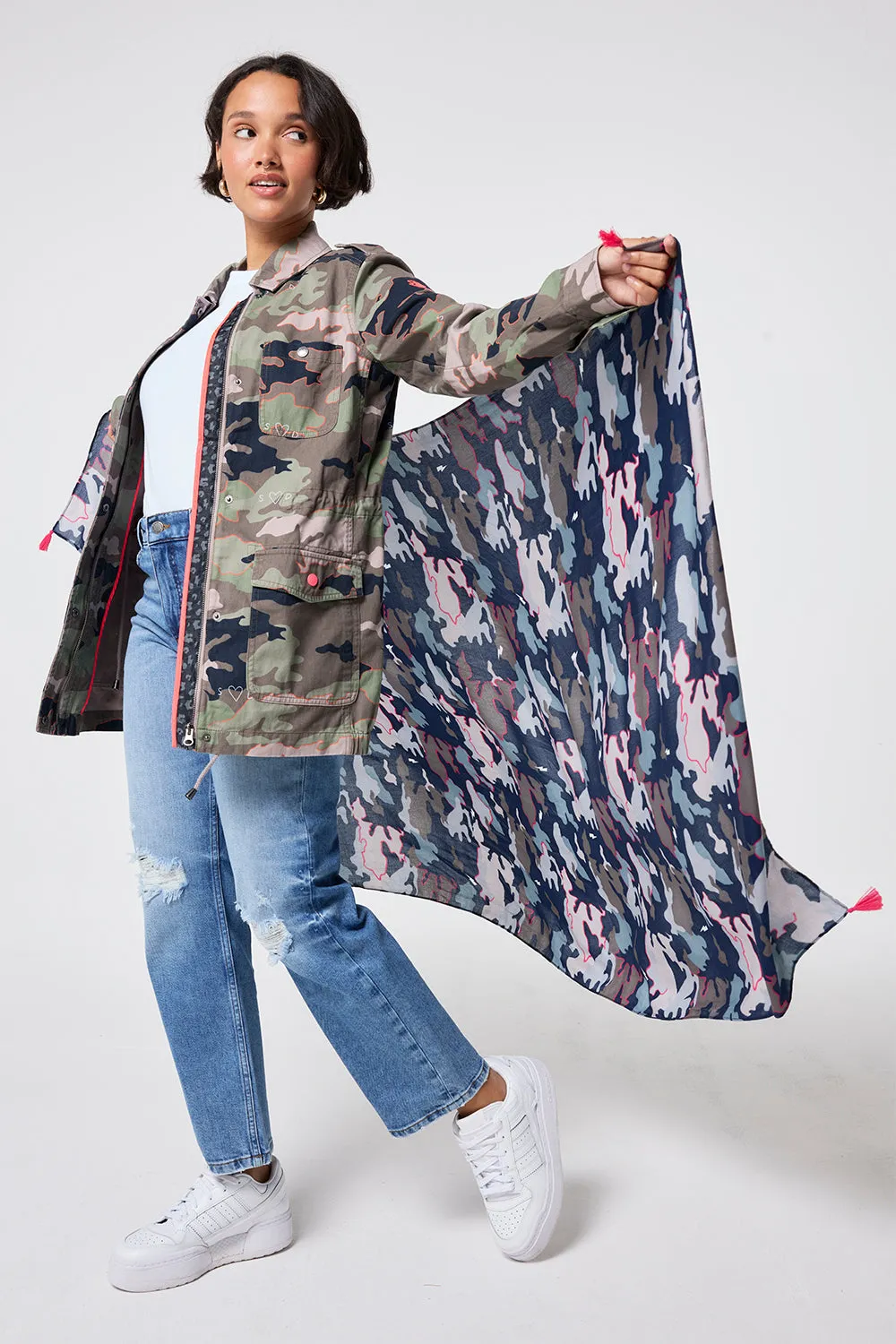 Navy with Pink Camo Charity Super Scarf