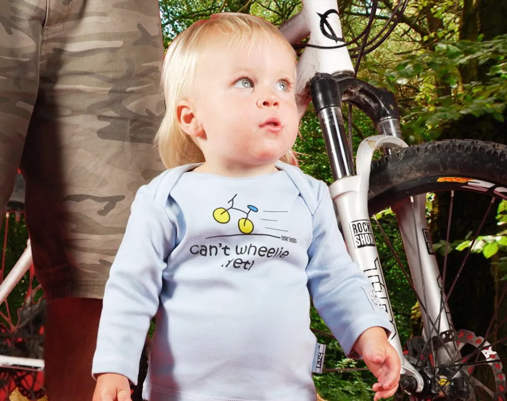 Newborn gift for baby boy cyclist - Can't wheelie yet