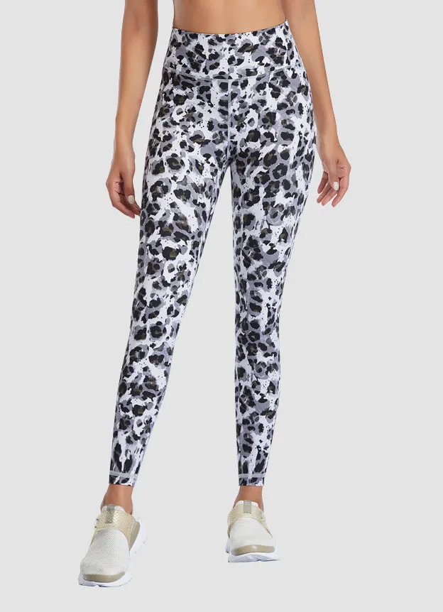 Newborn High Waist Yoga Leggings 25” — Snow Leopard