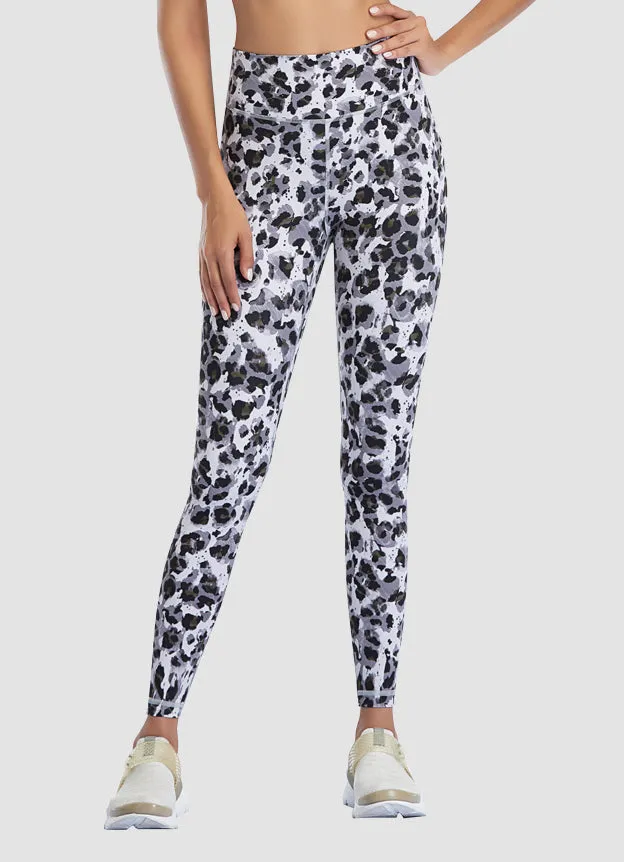 Newborn High Waist Yoga Leggings 25” — Snow Leopard