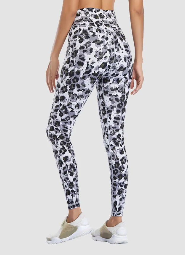 Newborn High Waist Yoga Leggings 25” — Snow Leopard