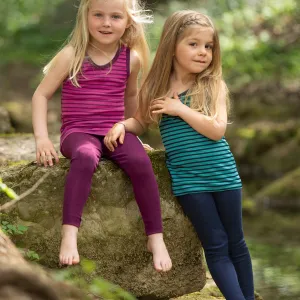 Organic Wool & Silk Leggings - Navy - 1-15y