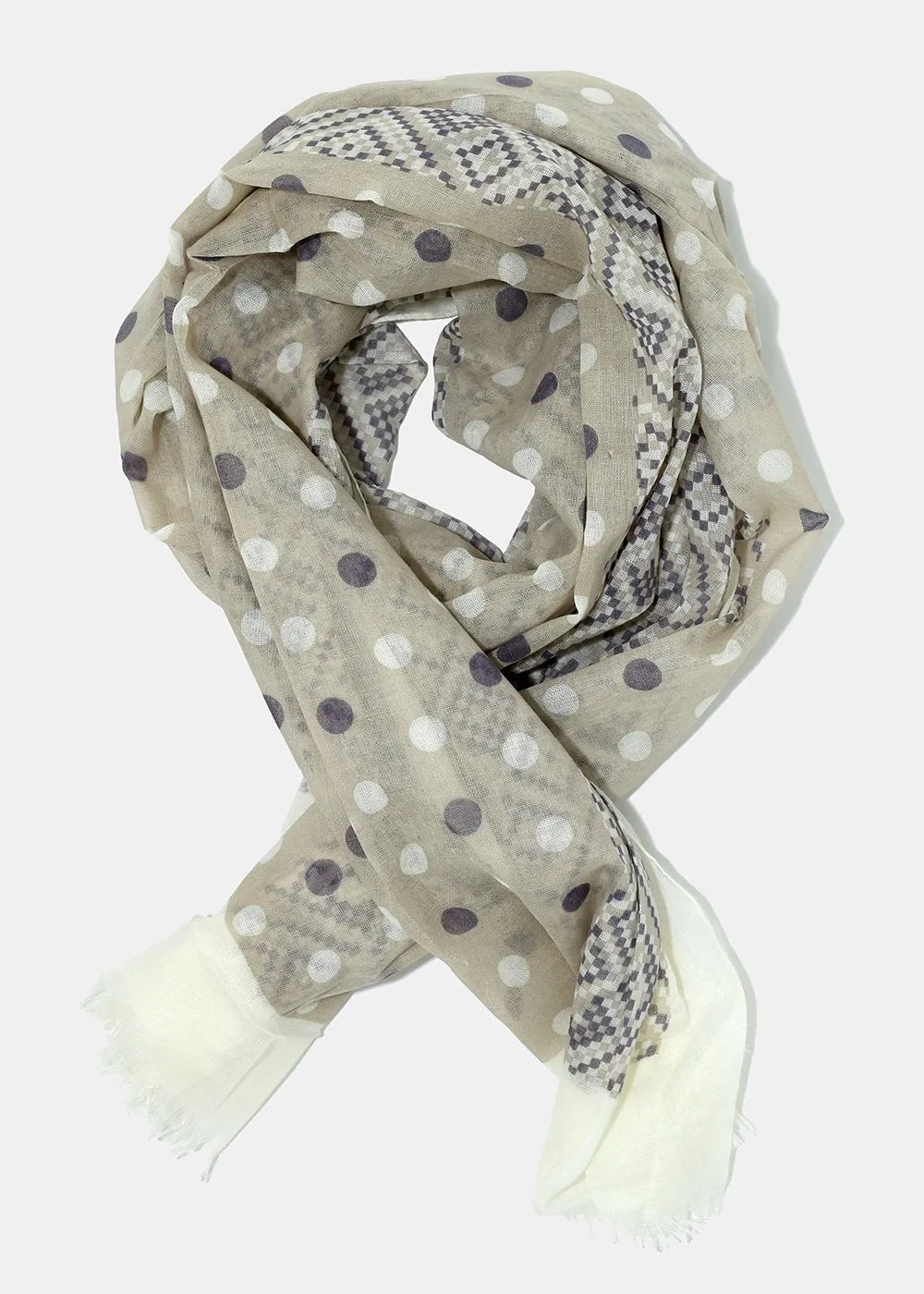 Polka Dot & Retro Print Scarf
