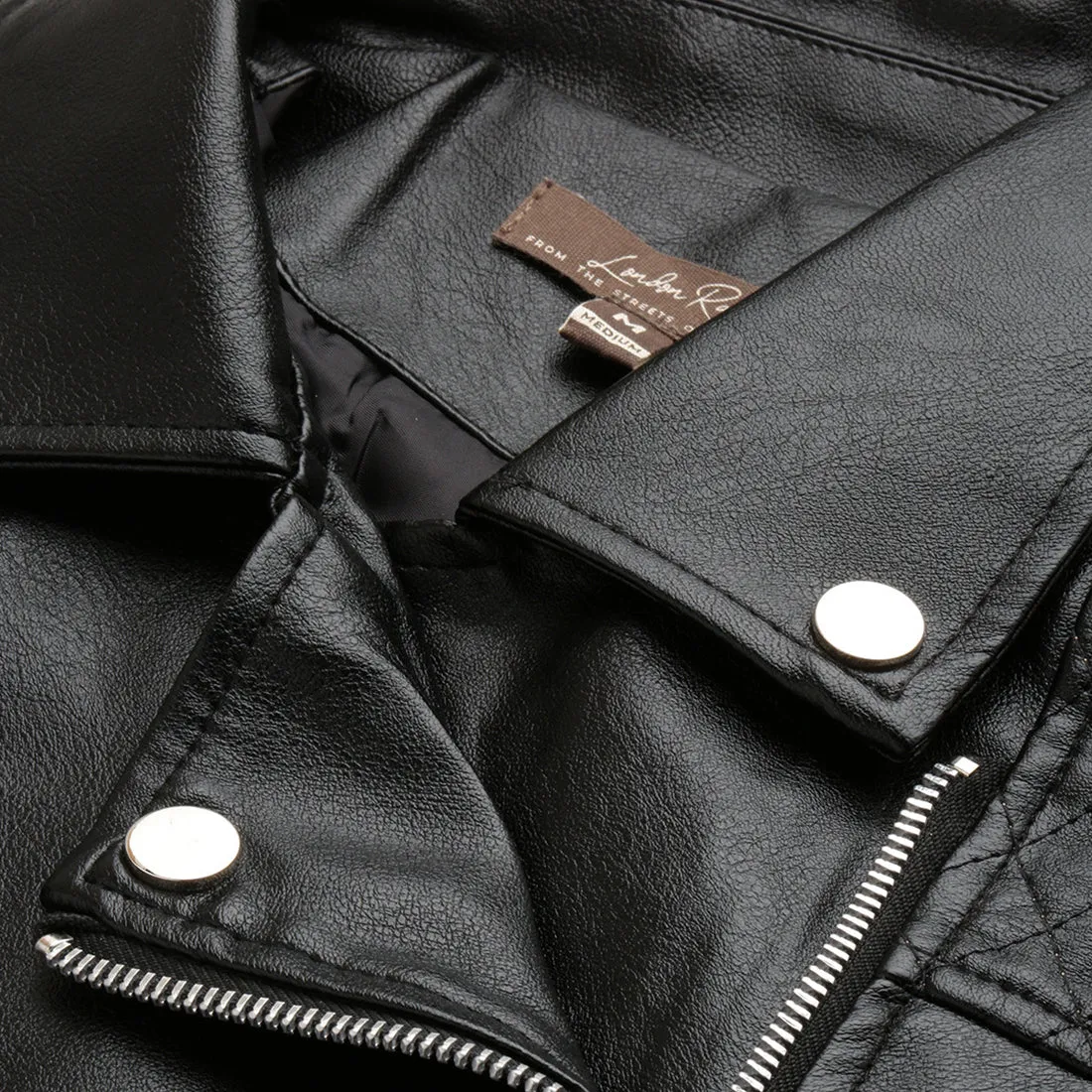 PU Collared Biker Jacket
