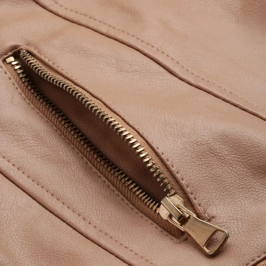 PU Collared Biker Jacket