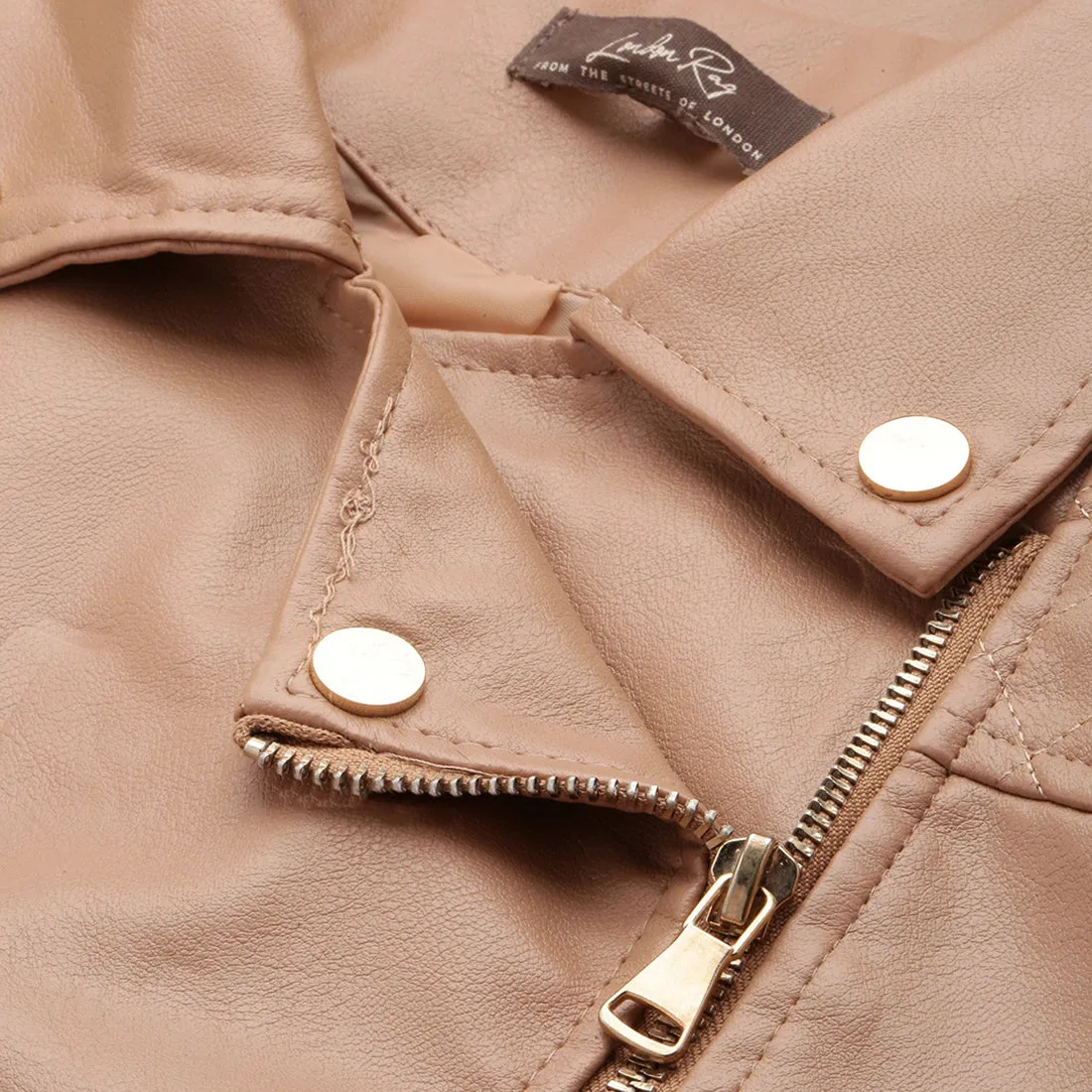 PU Collared Biker Jacket