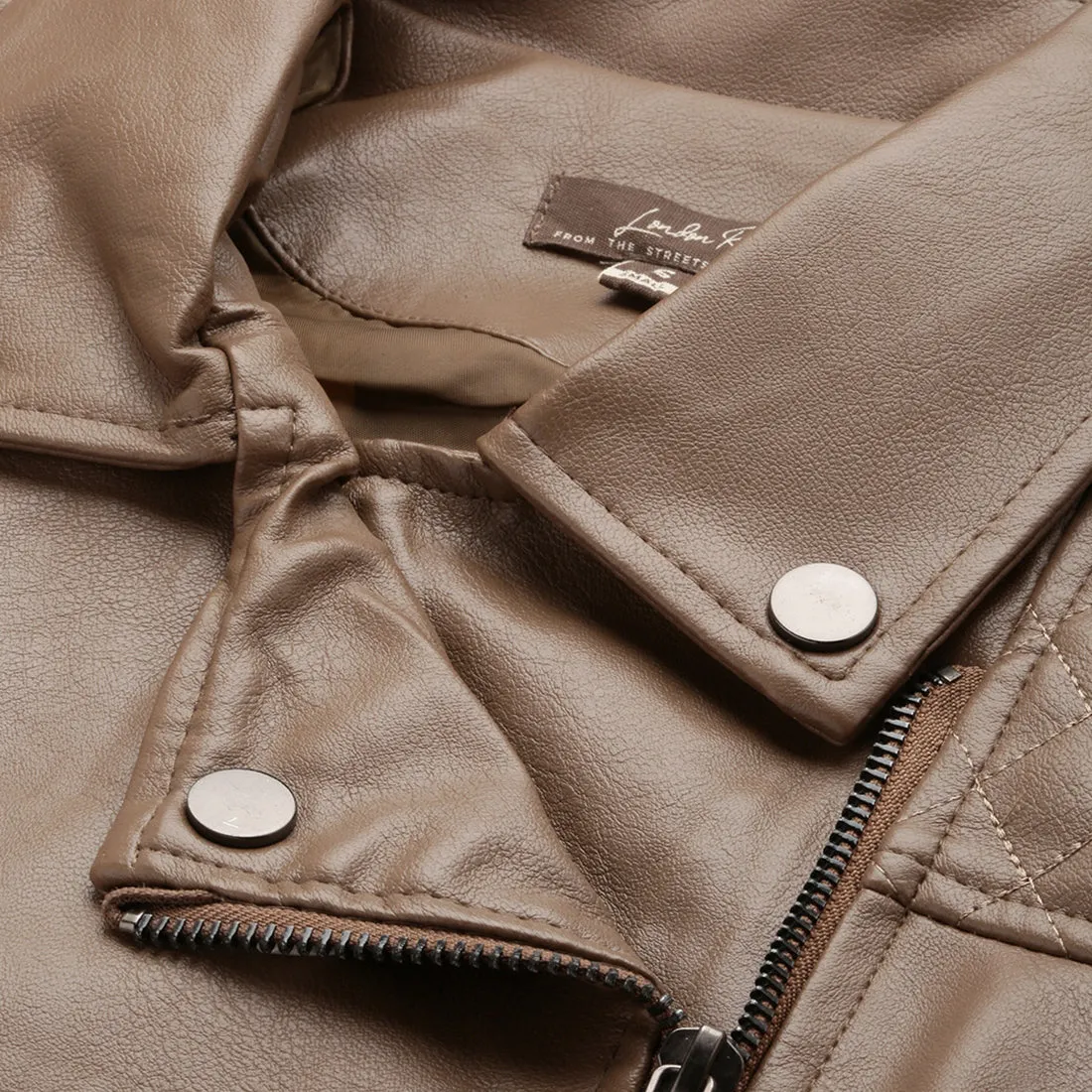 PU Collared Biker Jacket