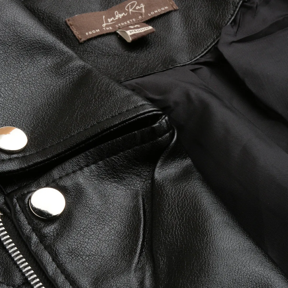 PU Collared Biker Jacket