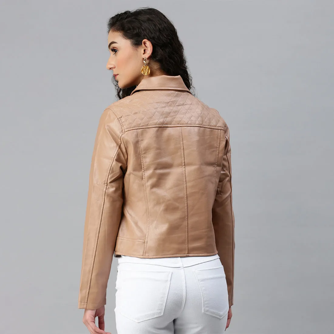 PU Collared Biker Jacket
