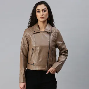 PU Collared Biker Jacket