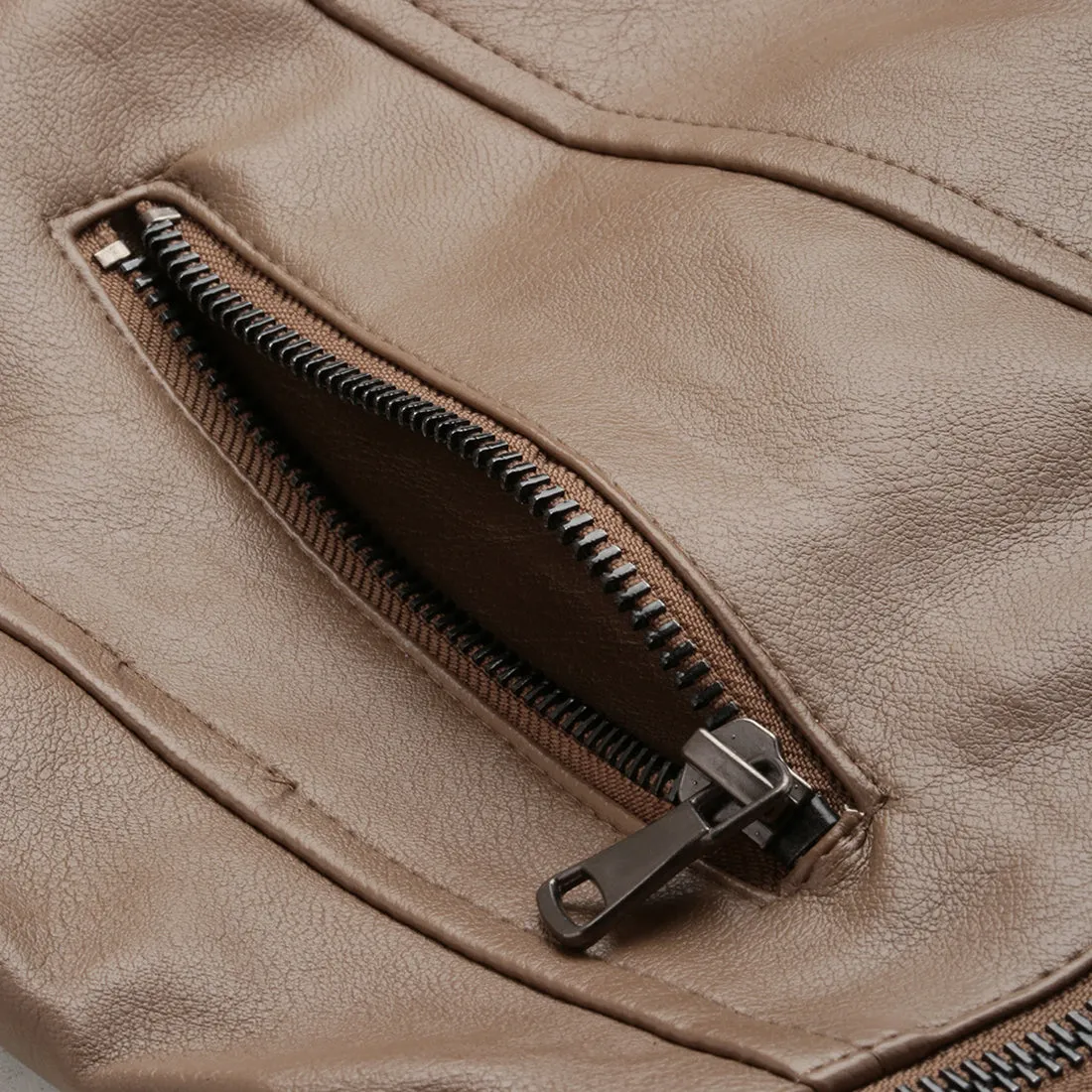PU Collared Biker Jacket