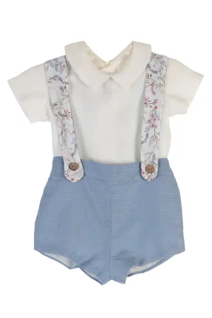 "Arthur" Shirt, Blue Shorts & Floral Braces