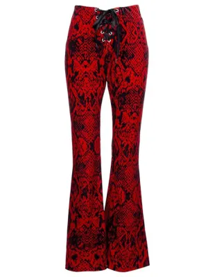 Red Rider Snakeskin Velvet Bell Bottoms Flared Pants