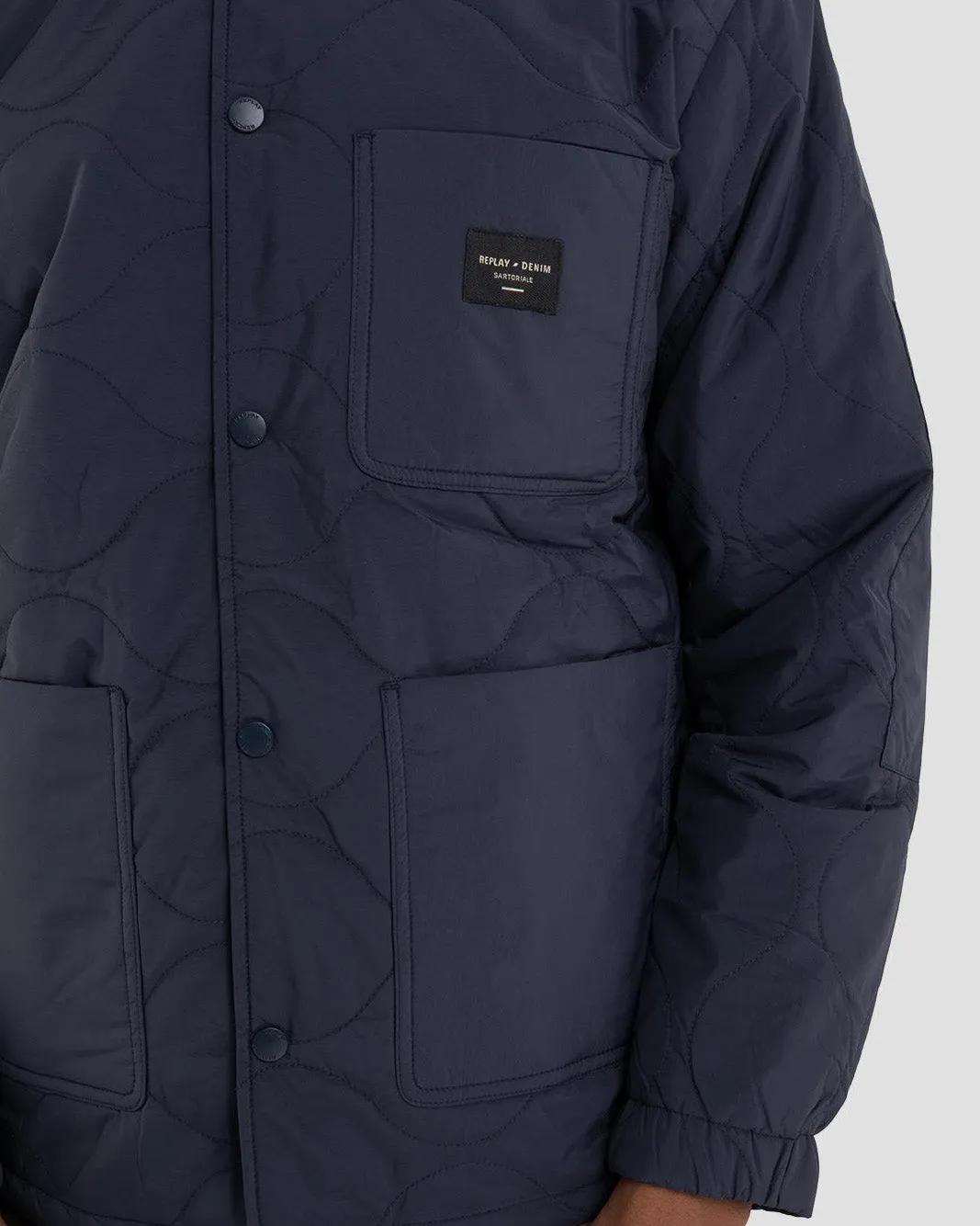 Replay Sartoriale Quilted Coach Jacket - Navy