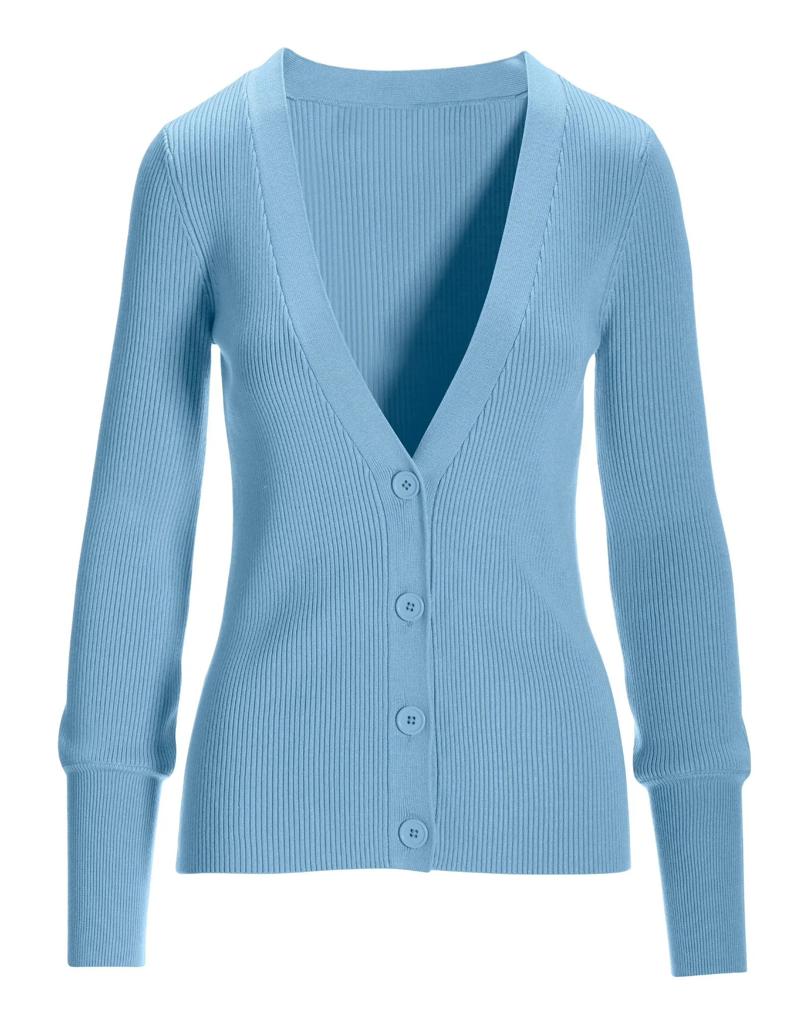 Ribbed Sweater Button Cardigan Airy Blue
