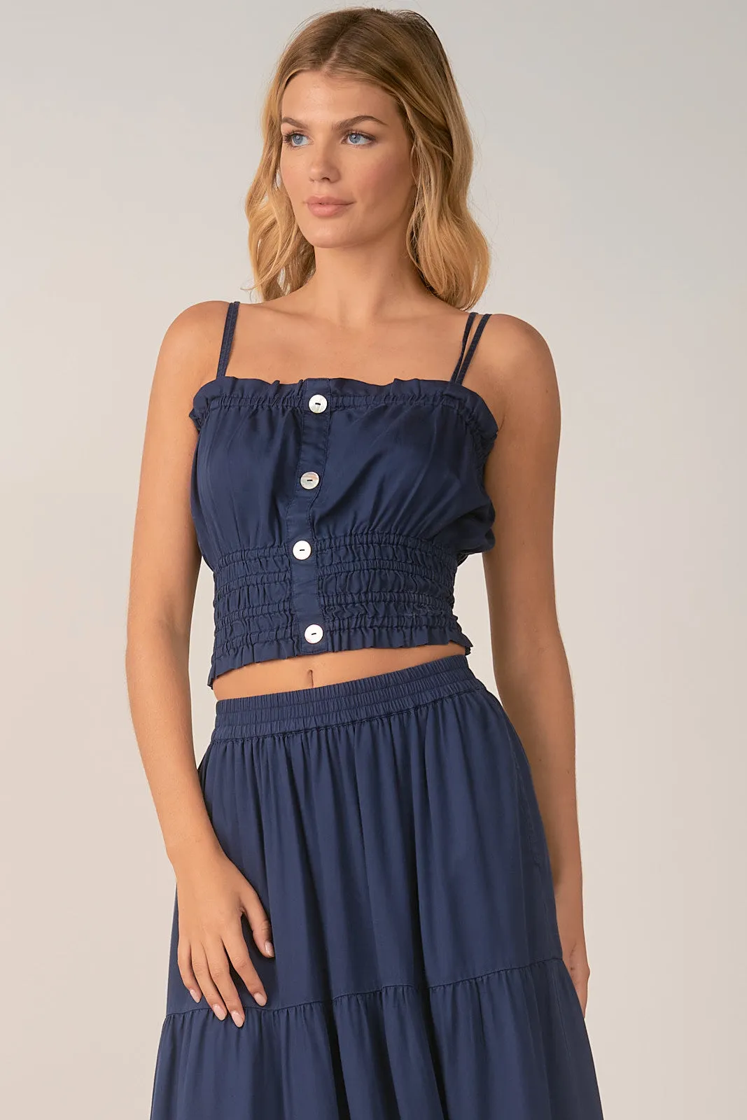 Ruffle Trim Spaghetti Strap Top