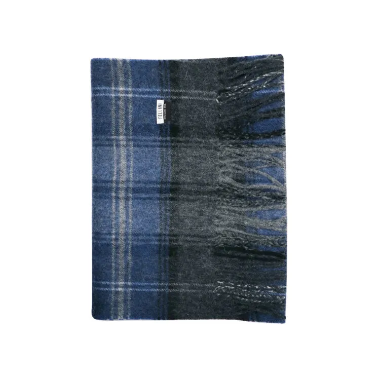 Scarf Lambswool Navy & Grey Filigree