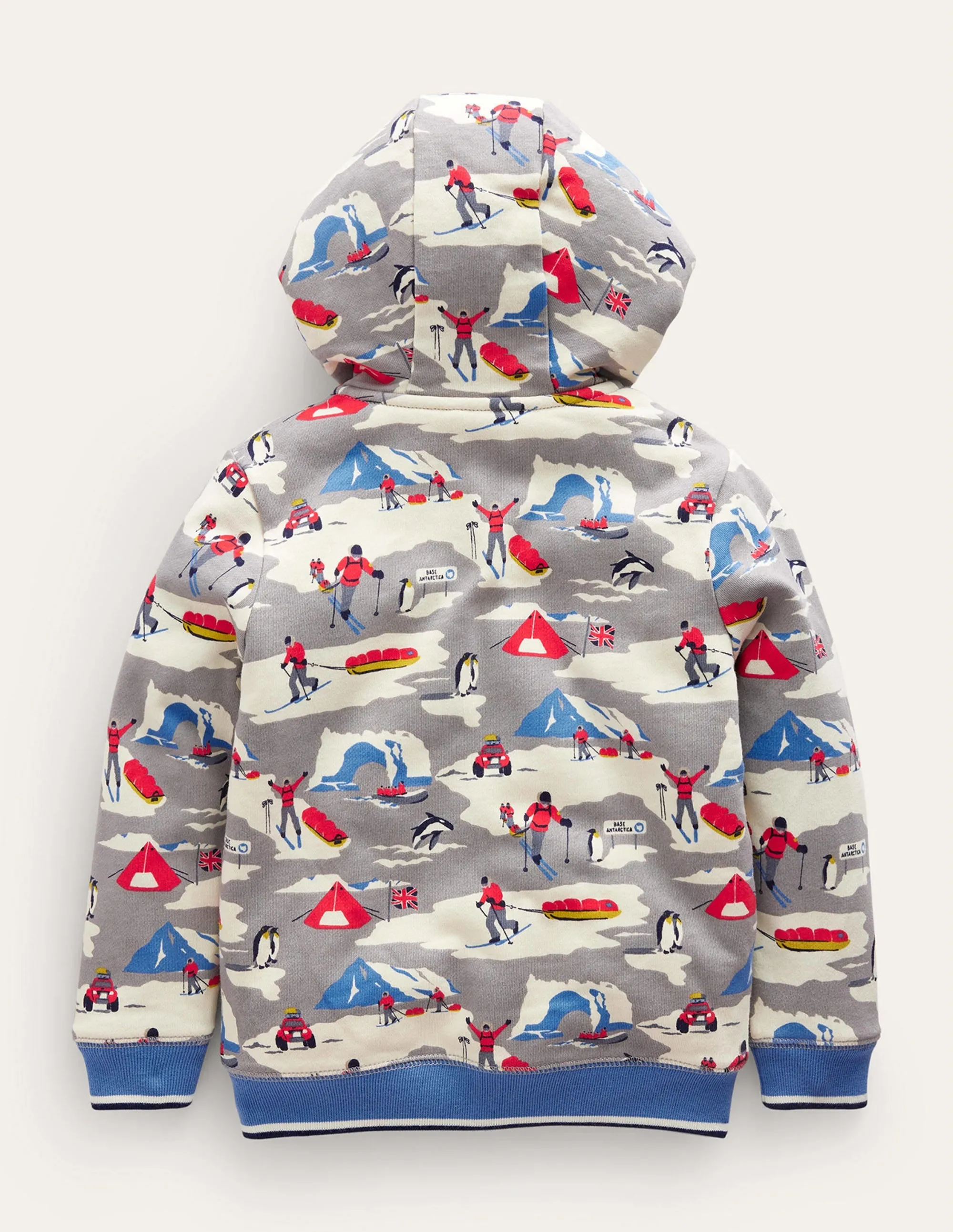 Shaggy-Lined Printed Hoodie-Grey Arctic Explorer