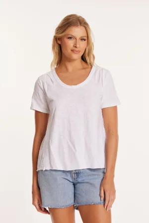 short sleeve pleat shoulder tee