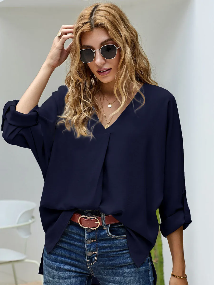 Stunncal Sexy V-Neck Loose Long-Sleeved Tops (7 colors)