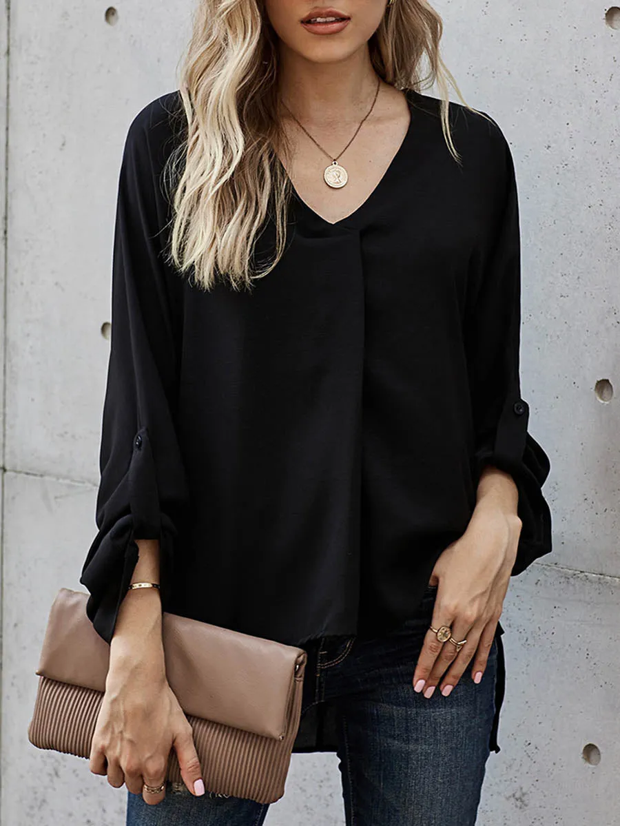 Stunncal Sexy V-Neck Loose Long-Sleeved Tops (7 colors)